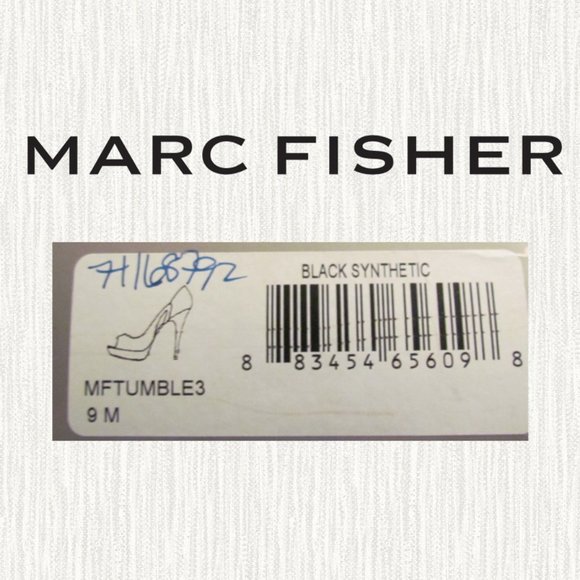 Marc Fisher Tumble 3 BLACK PLATFORM PUMPS Peep Toe Patent Look Heels 9 M - Picture 11 of 11